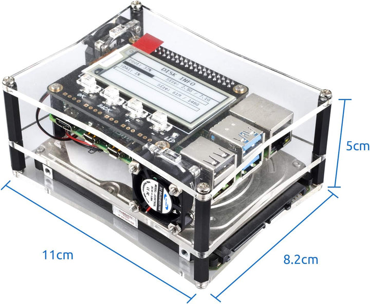 SunFounder NAS Kit for Raspberry Pi 4B/3B+/3B/3A+/2B, NAS Hat, Dual Fan, Micro SD Card Included
