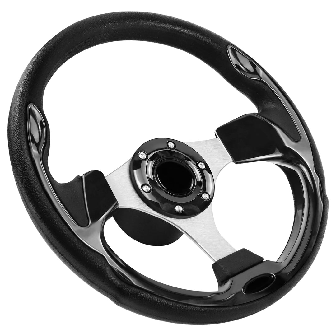 Acclcors12,5-Zoll-Boot-Lenkrad, 3/4-Zoll-Achse Marine-Lenkrad-Adapter, Anti-Rutsch-Carbon-Lenkrad fü