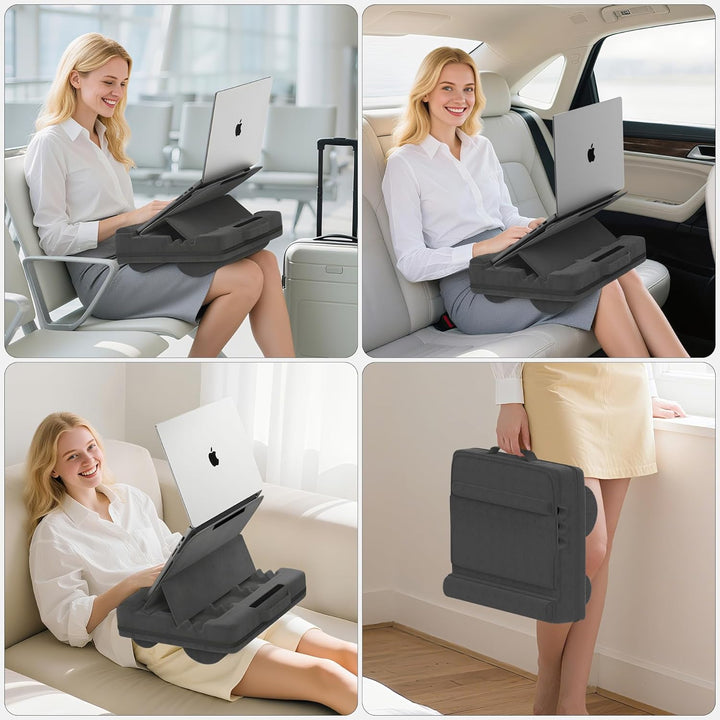 Laptopkissen mit 3 verstellbaren Winkeln, Laptoptisch für Couch mit Handgelenkauflage, Laptop Stand