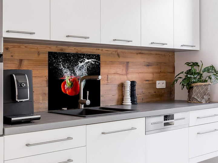 murando Spritzschutz Glas für Küche 80x80 cm Küchenrückwand Küchenspritzschutz Fliesenschutz Glasbil