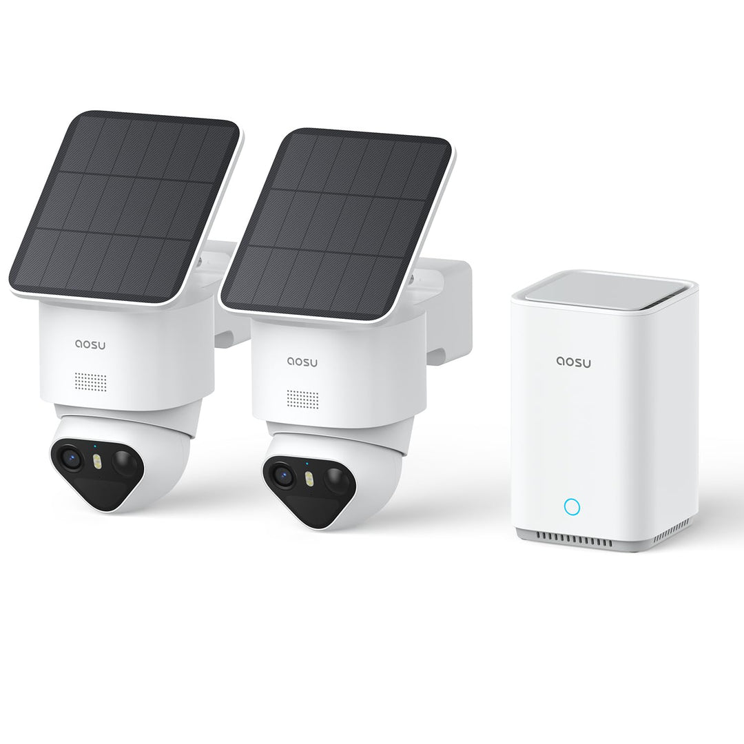 aosu T2 Ultra 4K UHD Überwachungskamera Aussen Solar Akku für Neue aosuBase, 2 Cam-Kit, TrueColor Na