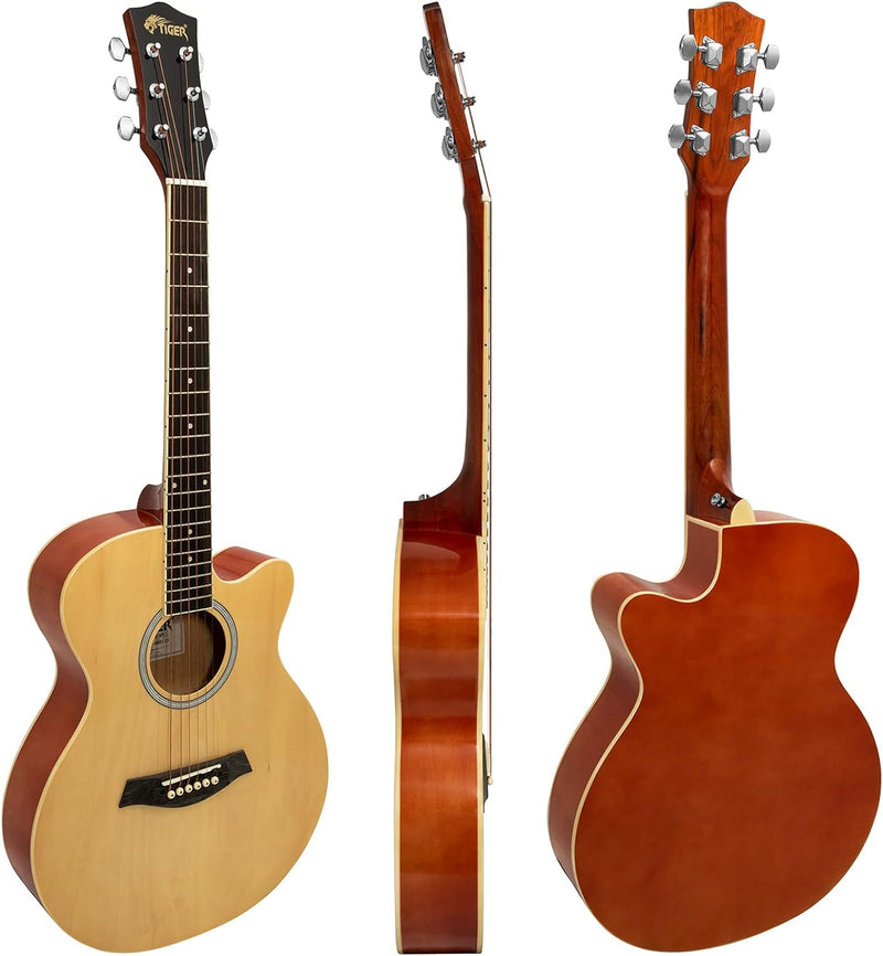 TIGER ACG1-NT34 3/4 Akustikgitarre, mit Stahlsaiten bespannte Small Body Akustikgitarre für das Alte