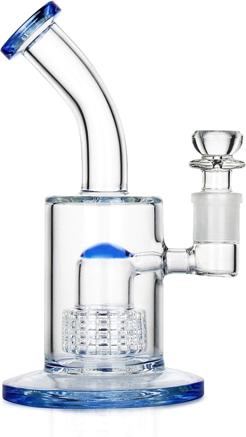 The7boX Thick Bong Glass Water Pipes Smoke Blue Bongs with Percolator 18.8 mm Blau, Blau