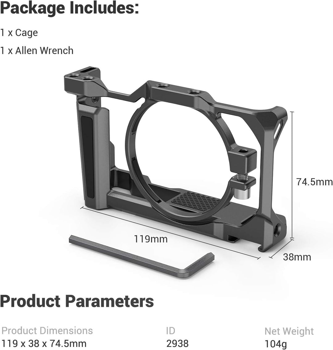 SMALLRIG ZV1 Cage mit Eingebautem Cold Shoe für Sony ZV-1F / ZV1 / ZV-1 II Kamera - 2938
