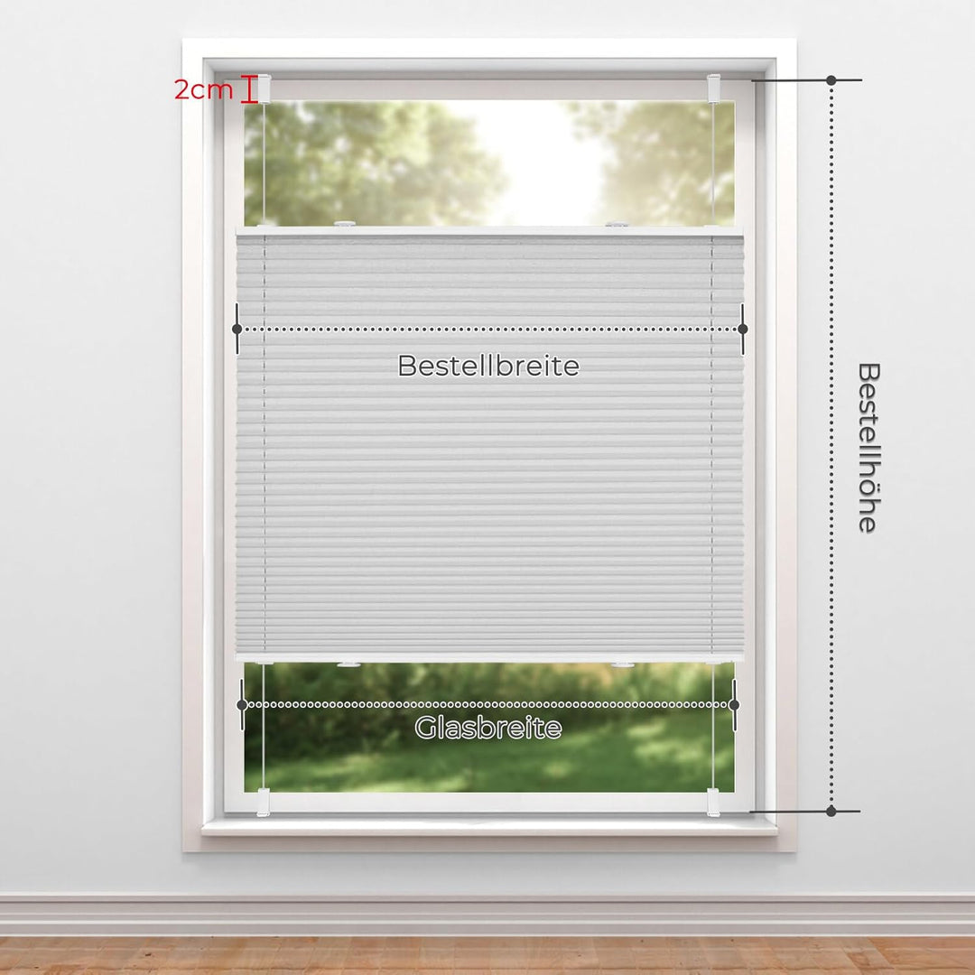 Plissee ohne Bohren Plissees Klemmfix Grau 40x100cm(BxH) Jalousie Plisseerollo Blickdicht Fensterrol