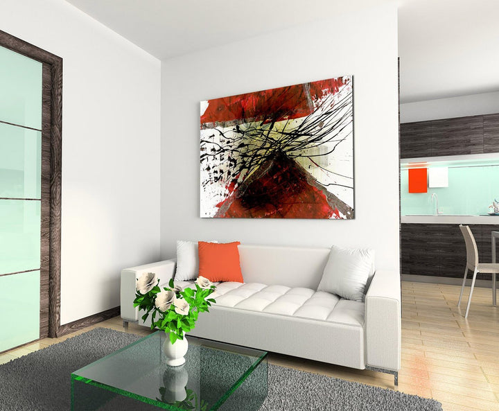 Paul Sinus Art 120x80cm Leinwandbild Leinwanddruck Kunstdruck Wandbild weiss schwarz grün rot Strich
