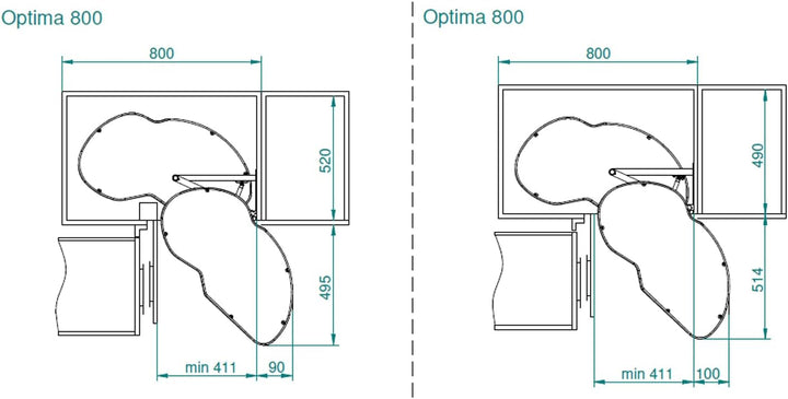 Sossai Eckschrankauszug Corner Optima Linia Maxima in Graphit, 80 cm, Rechtsausführung Graphit Recht