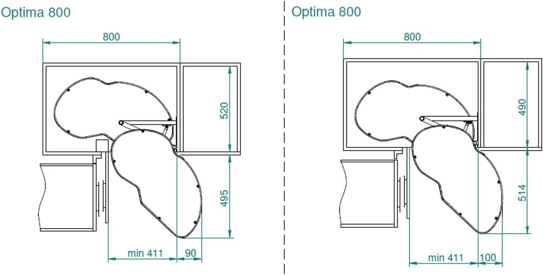 Sossai Eckschrankauszug Corner Optima Linia Maxima in Graphit, 80 cm, Rechtsausführung Graphit Recht