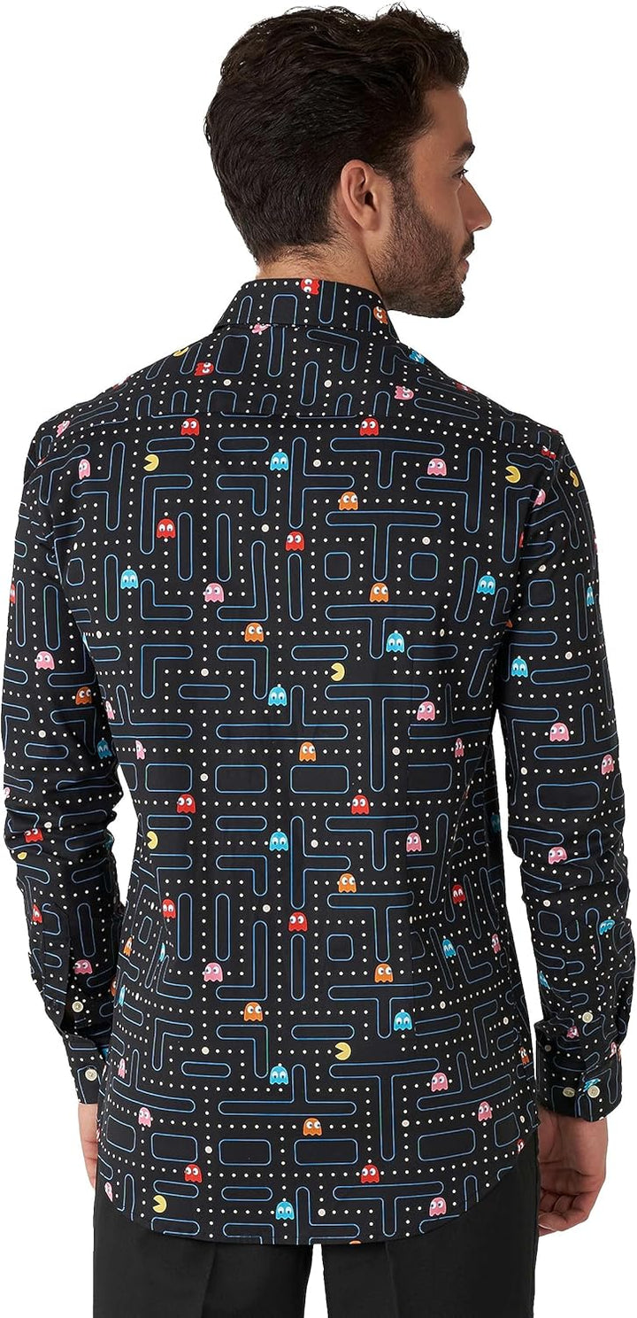 OppoSuits Herrenhemd – Hemd mit Knöpfen – schmale Passform – Lange Ärmel XS Shirt Ls Pac-man, XS Shi