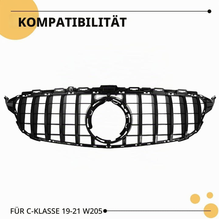 W205 Kühlergrill, GTR GT Style Frontgrill für Mercedes C-class C180 C200 C250 C300 C350 C400 2019 20
