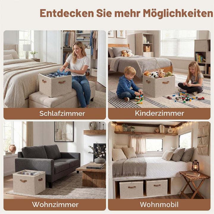 StorageWorks Stoff Schuhorganizer mit transparentem Deckel, Schuhaufbewahrung stapelbar, Schuhaufbew
