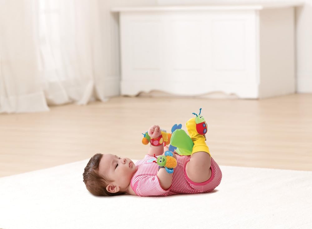 LAMAZE Gardenbug Wrist Baby Rattle Toy Baby Gift Set, Cute Foot Finder Baby Toy with Sensory Stimula