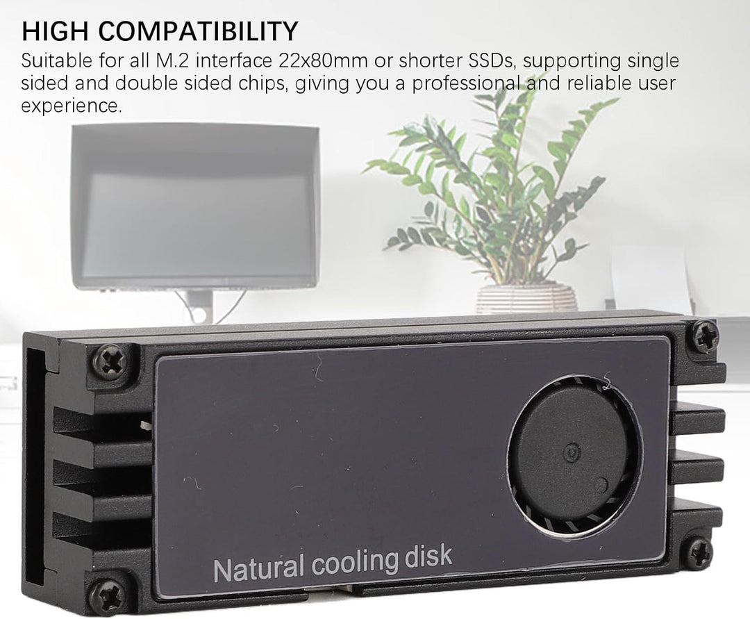 VBESTLIFE NVMe M.2-Lüfter, NVMe M.2-Kühlkörper aus Aluminium mit Temperaturanzeige, SSD-Lüfter, Leis