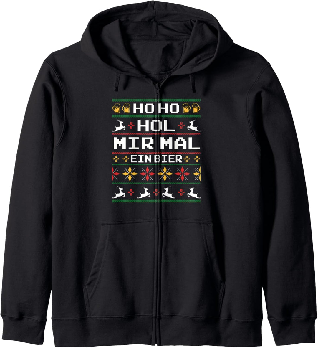 Ho Ho Hol mir mal ein Bier - Ugly Christmas Weihnachten Bier Kapuzenjacke