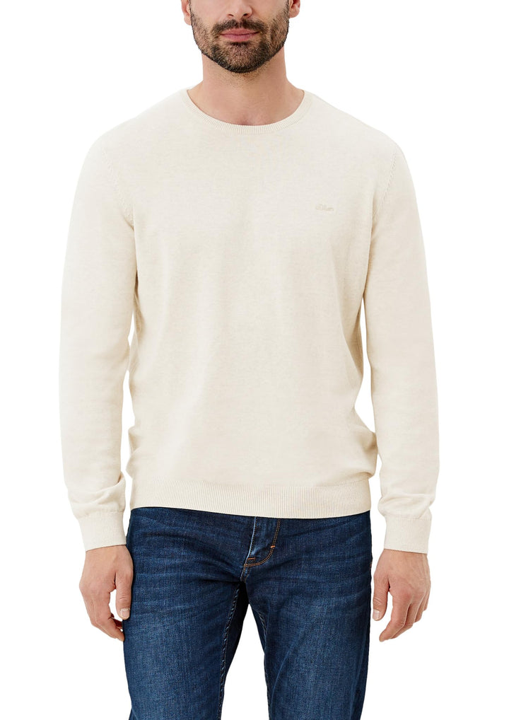 s.Oliver Herren 2152193 Pullover mit Logo-Stitching M Cremefarben(03w0), M Cremefarben(03w0)
