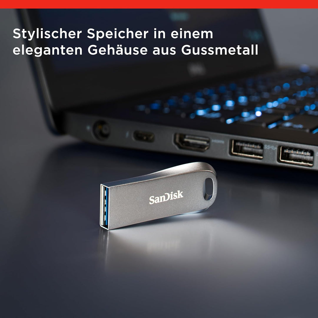 SanDisk Ultra Luxe USB 3.2 Flash-Laufwerk 256 GB (USB 3.2 Gen 1- und USB 3.0-fähig, 400 MB/s, Passwo