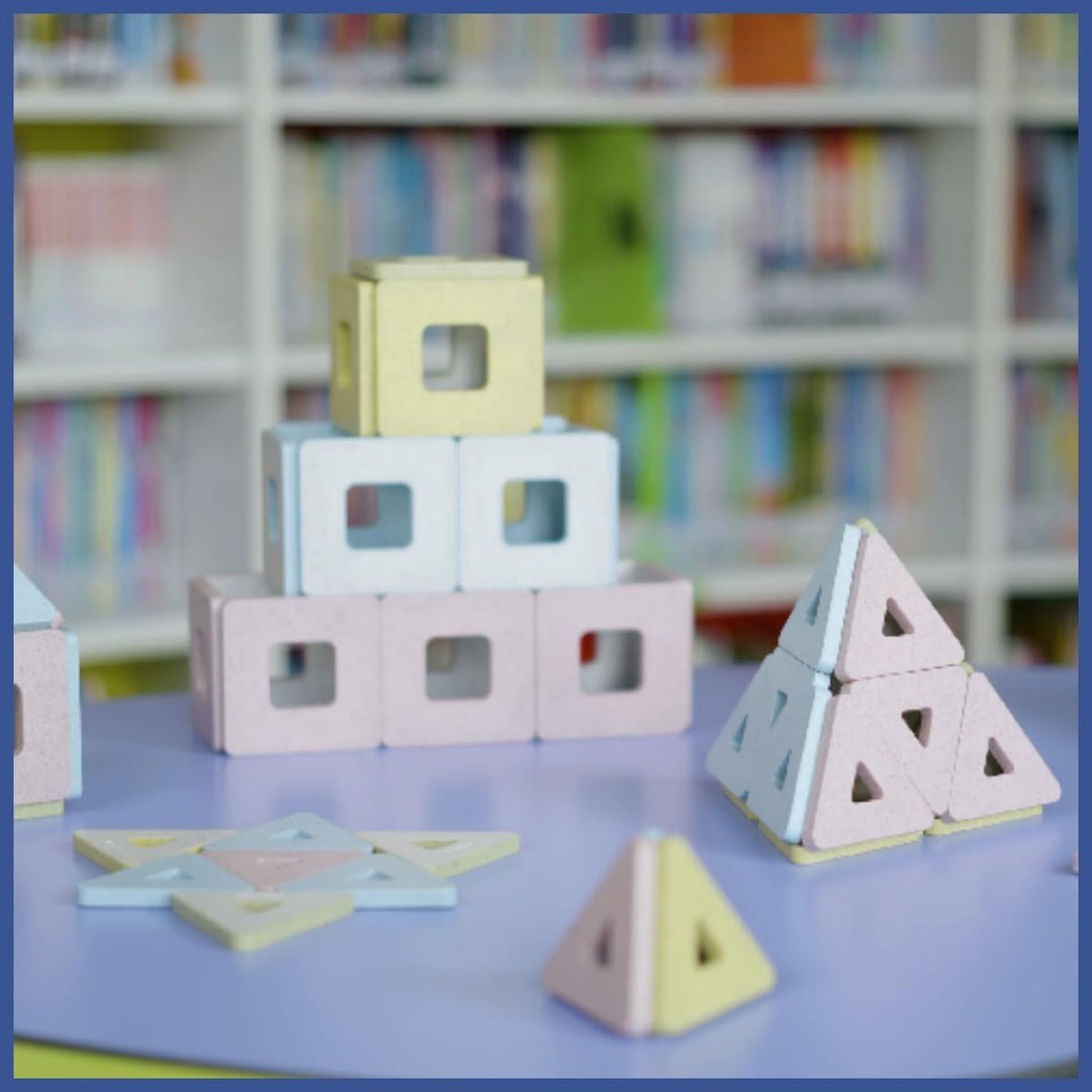 Polydron KinderMag Class Set - Pastel Coloured Magnetic Building Tiles for Toddlers - Promotes Early