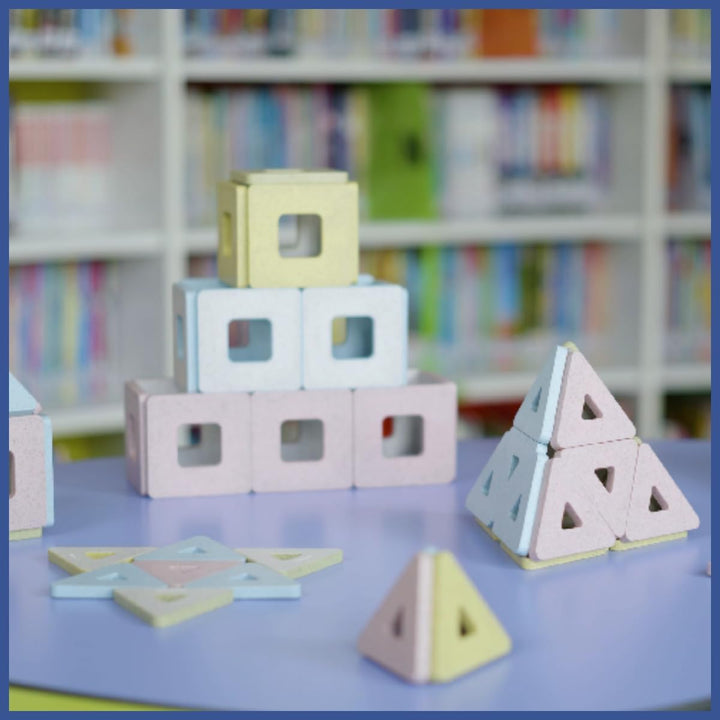 Polydron KinderMag Class Set - Pastel Coloured Magnetic Building Tiles for Toddlers - Promotes Early