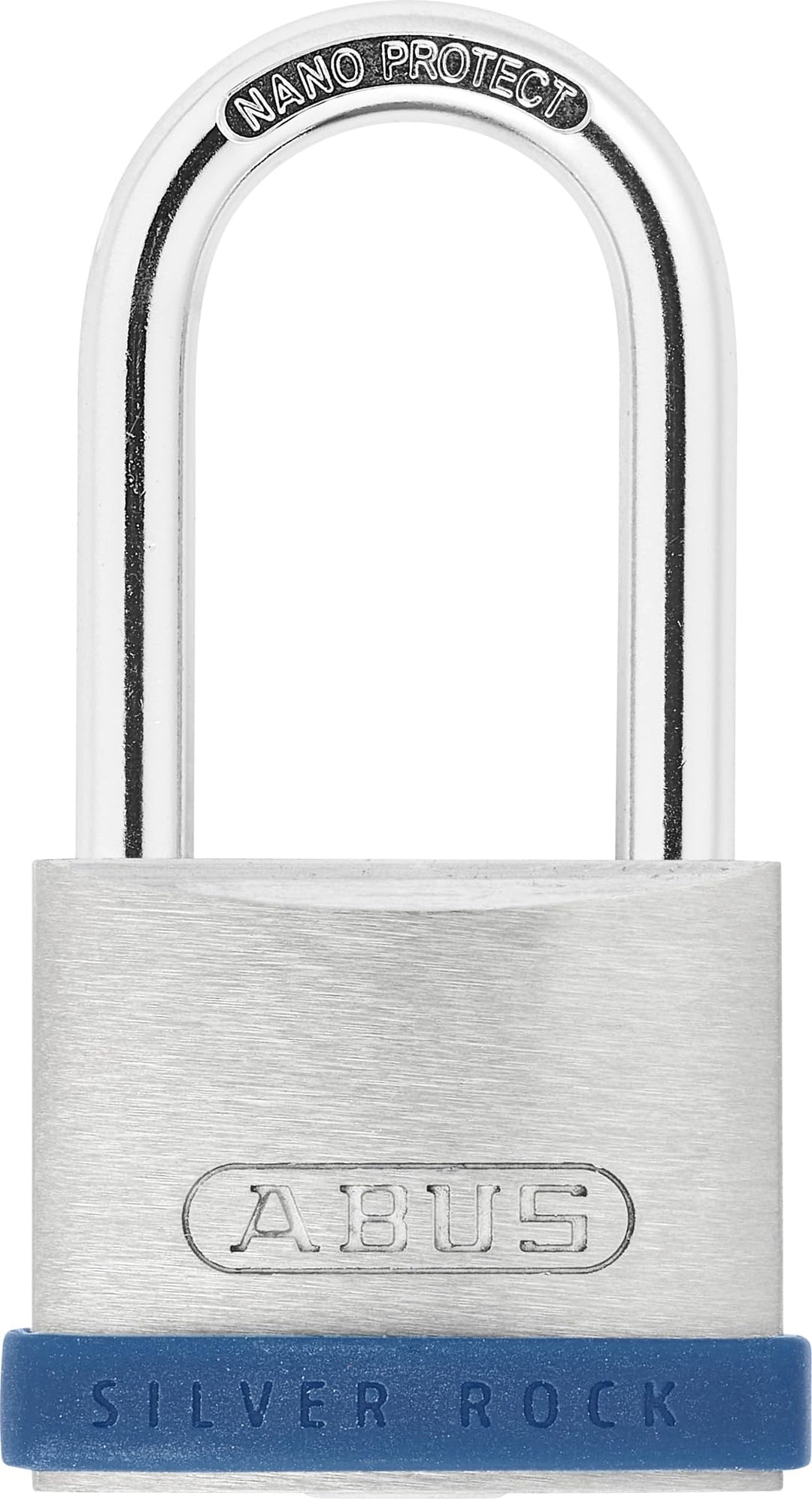 ABUS Vorhängeschloss Silver Rock 5/40HB40 mit hohem Bügel - aus massivem Zink - mit Silikon Schutzra