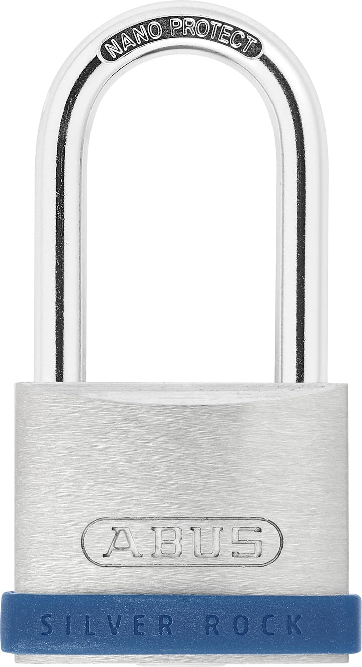 ABUS Vorhängeschloss Silver Rock 5/40HB40 mit hohem Bügel - aus massivem Zink - mit Silikon Schutzra