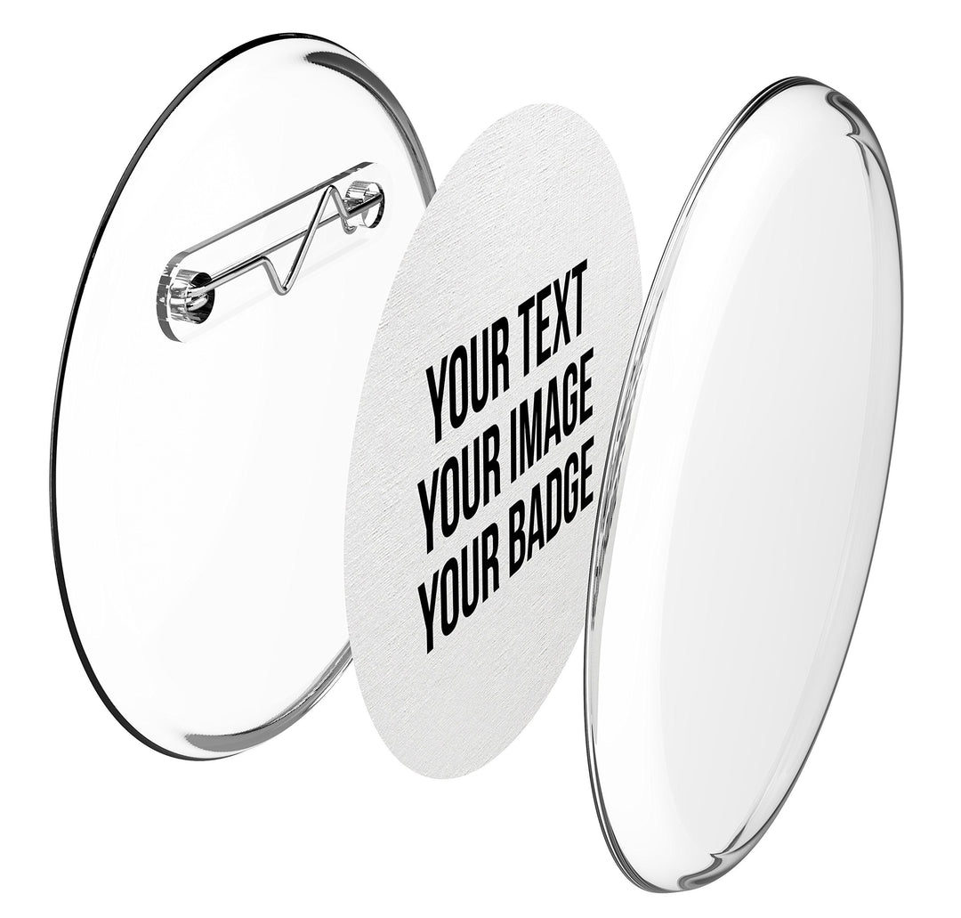 Buttons 56mm selber machen ohne Buttonmaschine (10 Stück) – Ansteckbuttons Set mit Nadel-Pins und A4