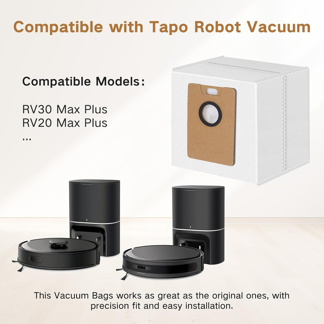 12 Stück Staubsaugerbeutel RVA202 für Tapo RV30 Max Plus, RV20 Max Plus Staubsauger, 3,5 L Grosse Ka