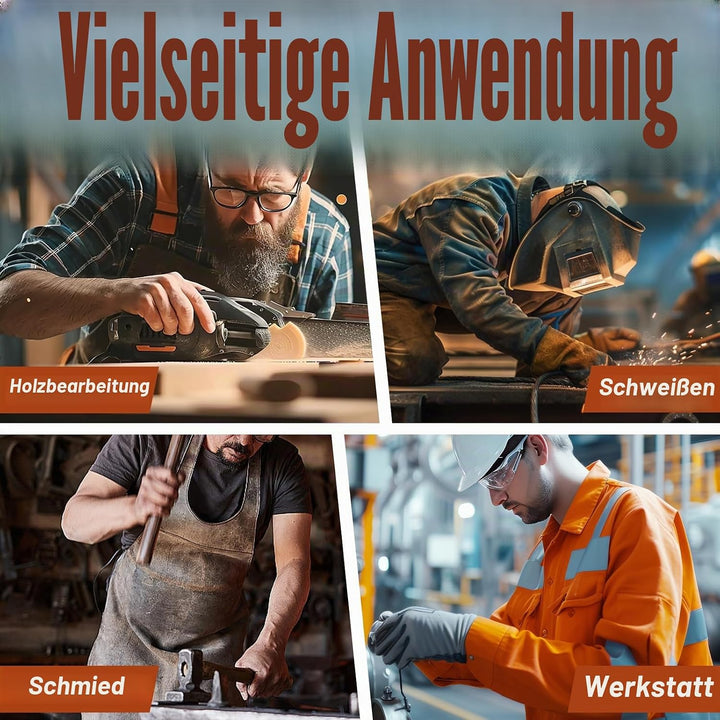 QeeLink Schweissschürze mit Schweisshandschuhe - Lederschürze mit 6 Taschen, Flammhemmende &amp; Hitzebe