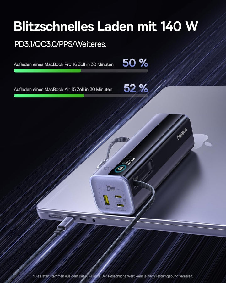 Baseus EnerGeek GR11 Powerbank Laptop 25000mAh, 200W Schnellladen, Power Bank mit 62cm Retractable U