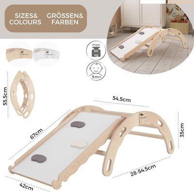 MAMOI® Kletterbogen mit rutsche, Kletterdreieck, Baby Klettern, Klettergerüst aus Holz, Holzbogen fü