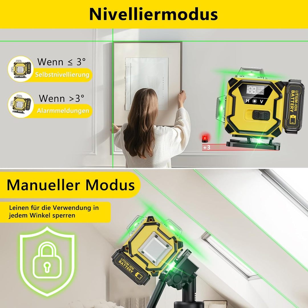 Kreuzlinienlaser Blau 16 Linien Nivellierlaser, 4 x 360 ° Laser wasserwaage, linienlaser kreuzlaser