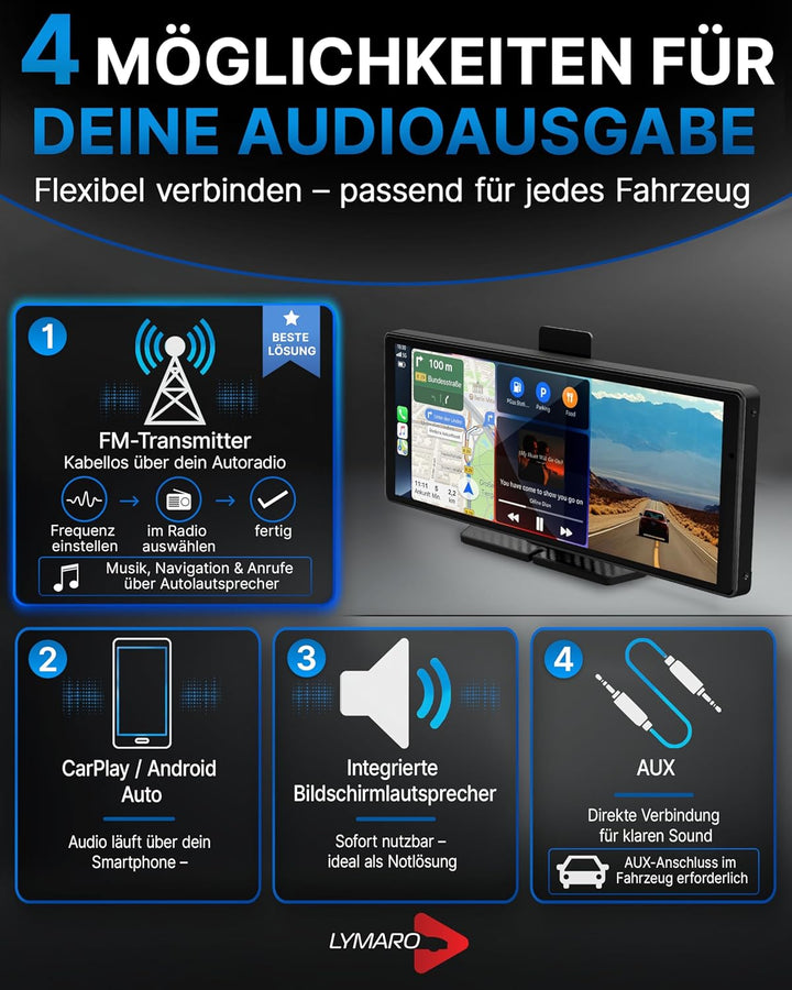 Wireless CarPlay Display & Android Display fürs Auto, tragbares Apple Auto CarPlay Display & Android