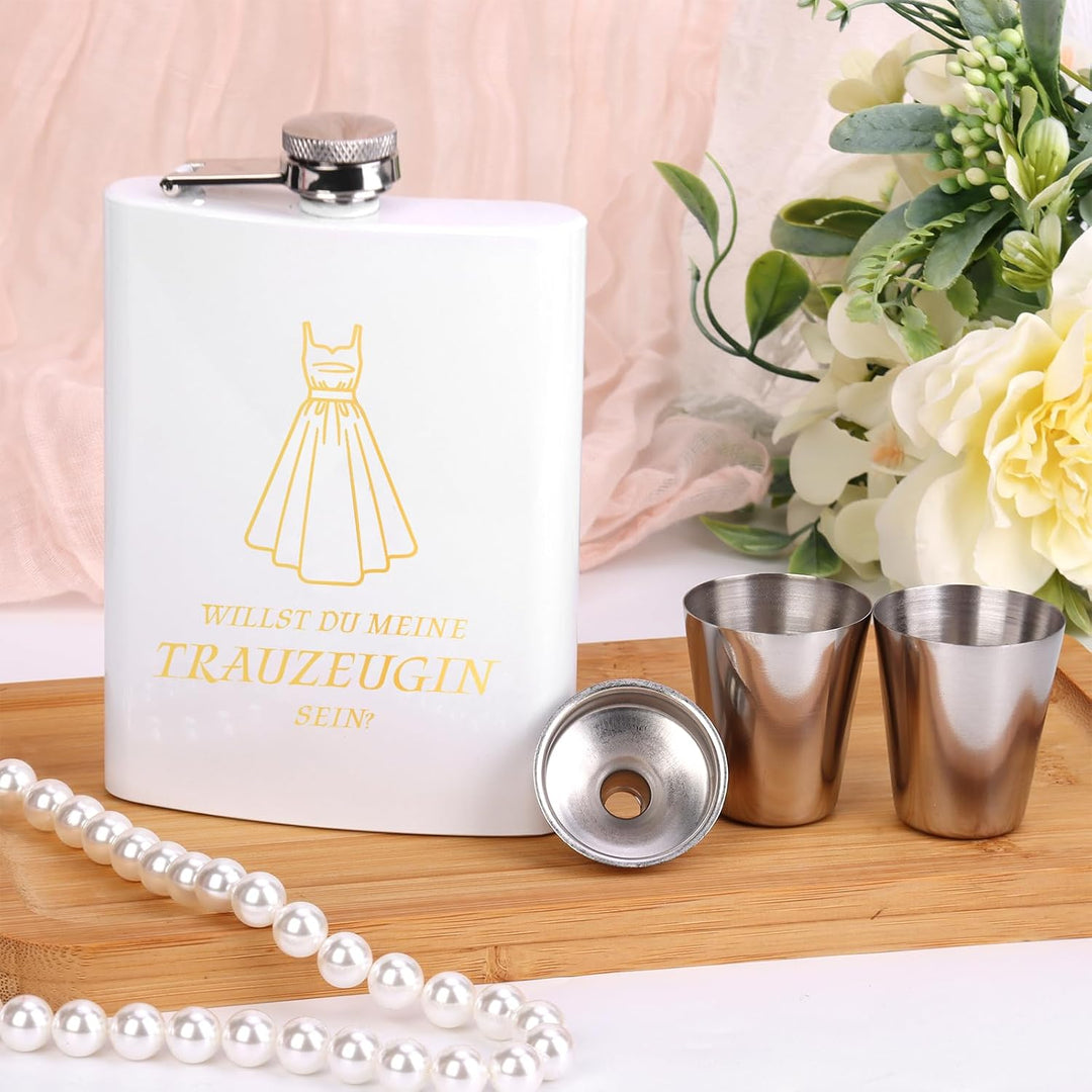 8 Stück Trauzeugin Fragen Flachmann Willst Du Meine Trauzeugin Sein Mit Karte 8oz Flachmann Mit Grav