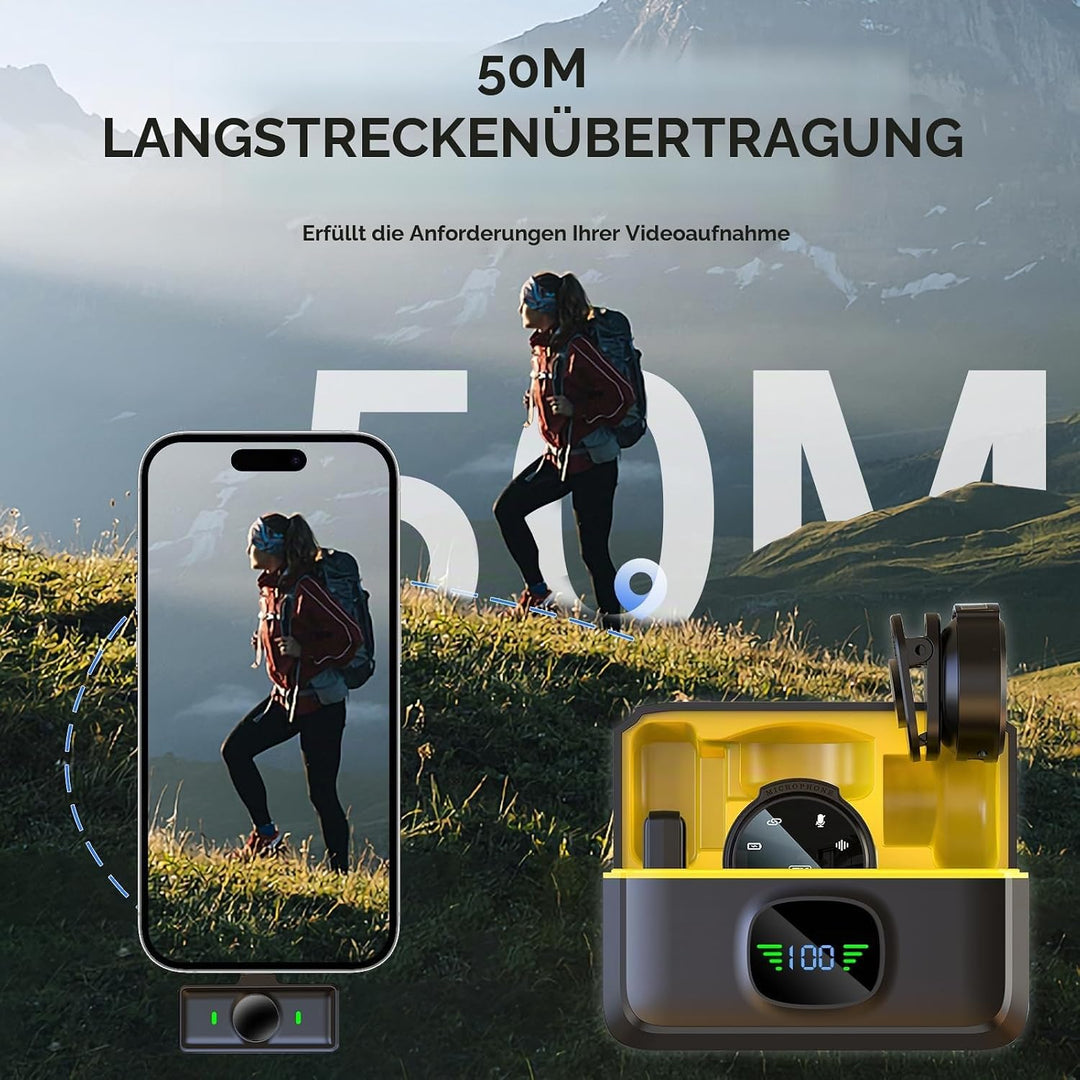 Drahtloses Lavalier Mikrofon für iPhone ipad &amp; Android, USB C Mini Ansteckmikrofon drahtlos, Hi-Fi A