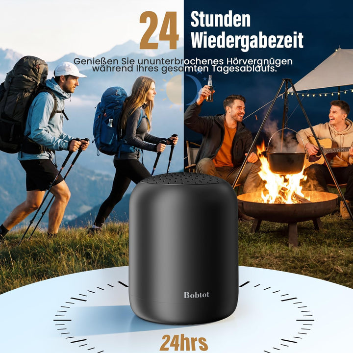Bobtot tragbarer Lautsprecher Bluetooth Klein, Kabellos wasserdicht, mit 24 Stunden Akkulaufzeit, kr