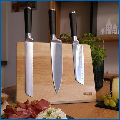 blupearl magnetisches Messerbrett aus edlem Eichenholz | magnetic knife board oak wood