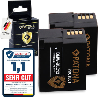 PATONA (2X) Protect V1 DMW-BLC12 E Akku (1100mAh) mit NTC-Sensor und V1 Gehäuse 2x DMW-BLC12 Protect