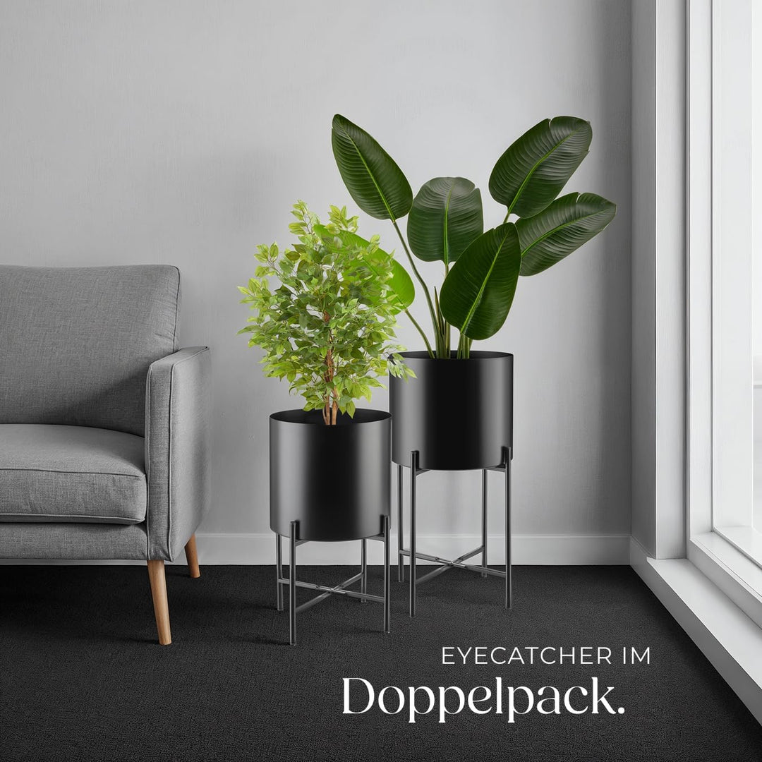 tectake® Pflanzenständer 2er Set, Blumenständer, Metall Blumentopf, abnehmbare Übertöpfe, Blumentöpf