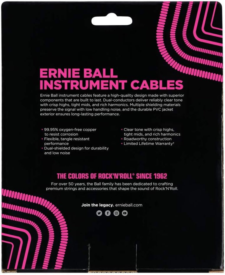 Ernie Ball Spiralkabel, gerade/gerade, 9,14 m, Schwarz 9,14 m Schwarz, 9,14 m Schwarz