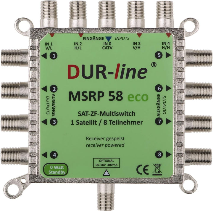 DUR-line MSRP 5/8 eco - Multischalter für 8 Teilnehmer - Geringe Stromaufnahme - 0 Watt Standby Mult