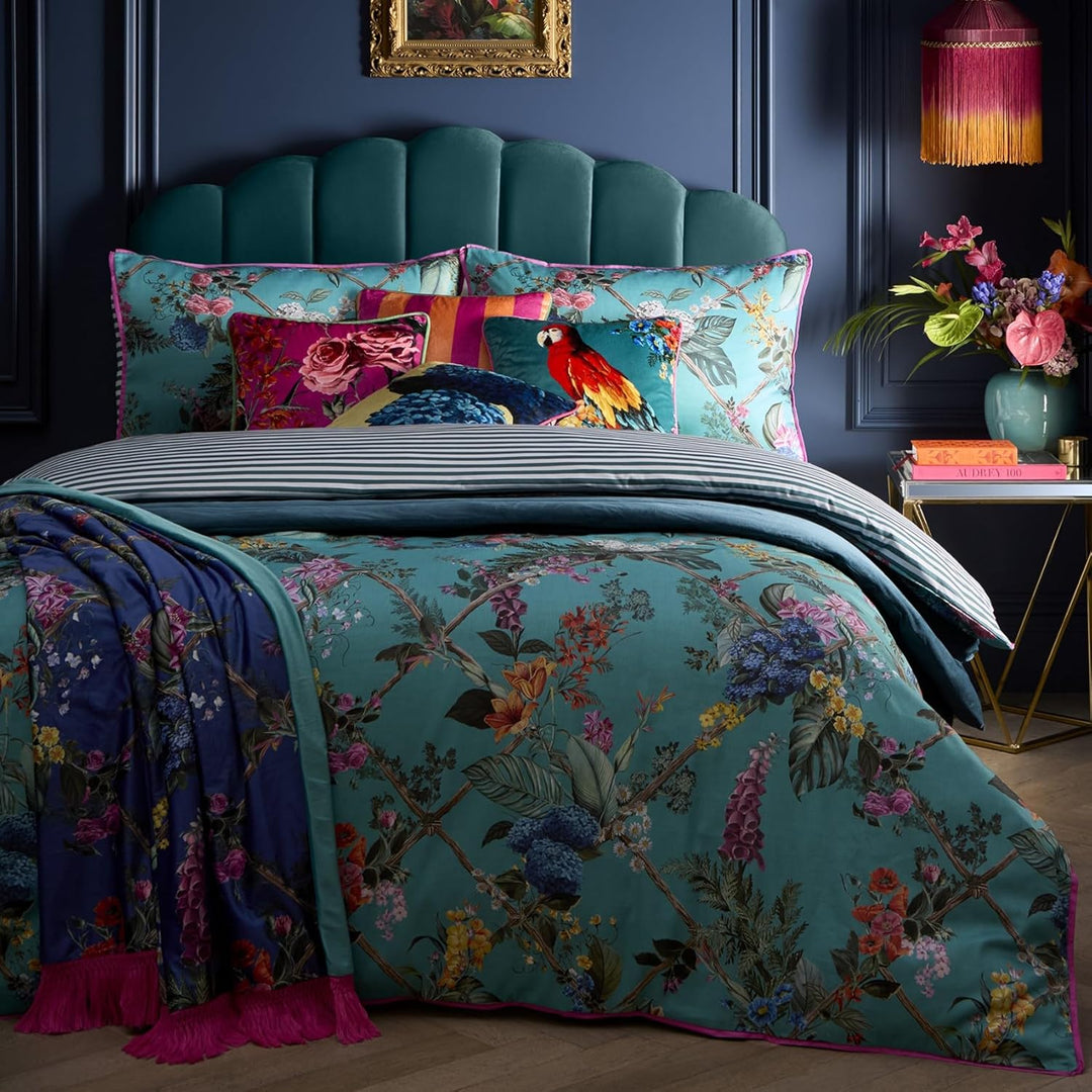 Laurence Llewelyn-Bowen Überwurfdecke mit Blumenmuster (130 x 180 cm), wendbare Designs, botanische