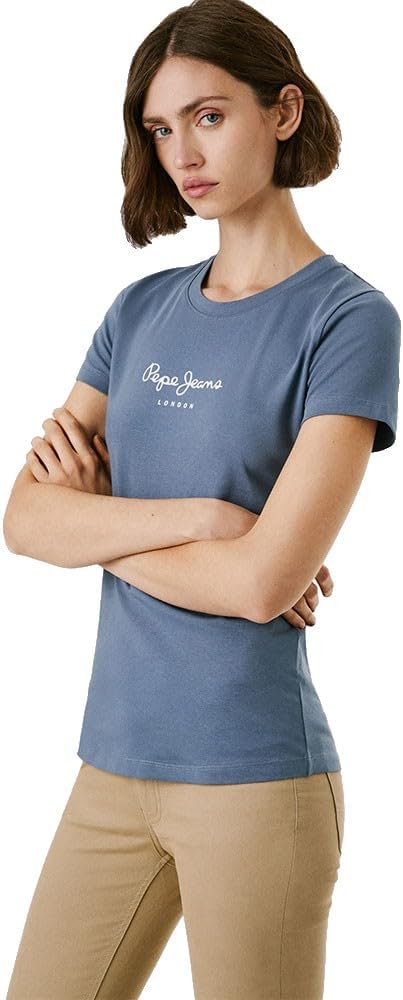 Pepe Jeans Damen Emily T-Shirt XXS Blau (Drill Blue), XXS Blau (Drill Blue)