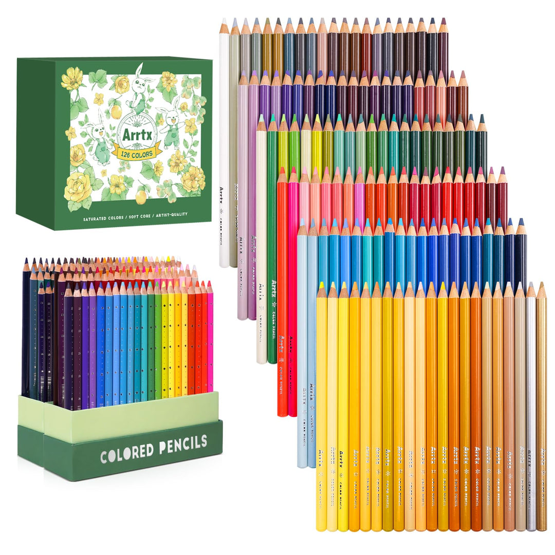 Arrtx 126 Buntstifte für Erwachsene Färbung, Premium Soft Core Buntstifte Set für Zeichnung Blending
