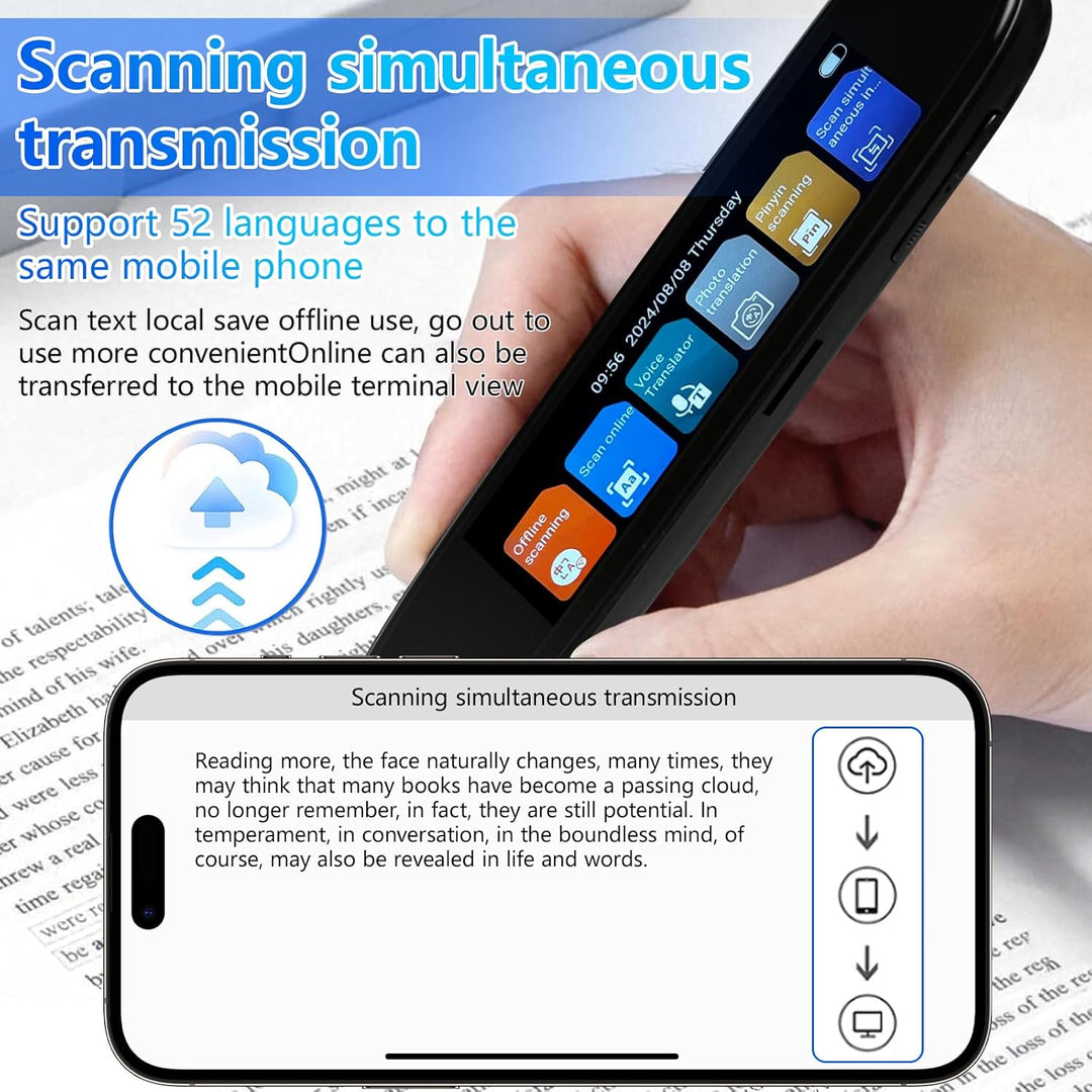 Scan Übersetzer Stift, Online 142 Sprachen Scan Reader Pen Lesestift mit 3,7 Zoll Touchscreen, Echtz
