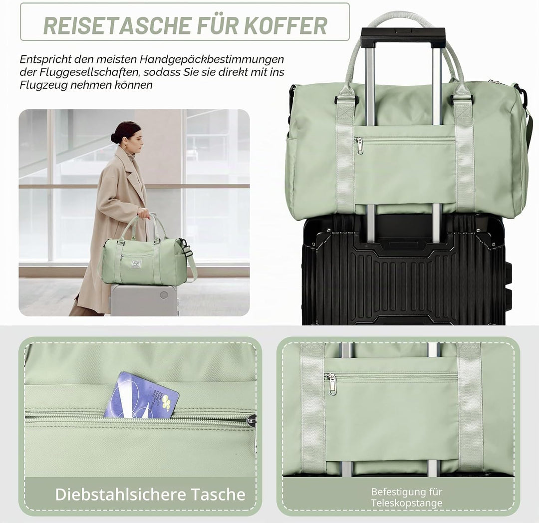 HYC00 Sport Duffel Bag Damen Sporttasche für Damen Herren mit Nassfach &amp; Schuhfach, Reisetasche Hand