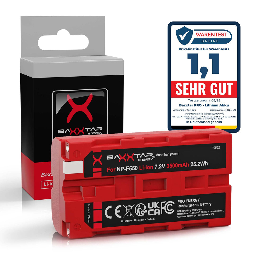 BAXXTAR PRO Akku NP-F550 NP-F570 echte 3100mAh - LG Cells Inside - (Blackmagic NP-F570) NP-F550 x1,