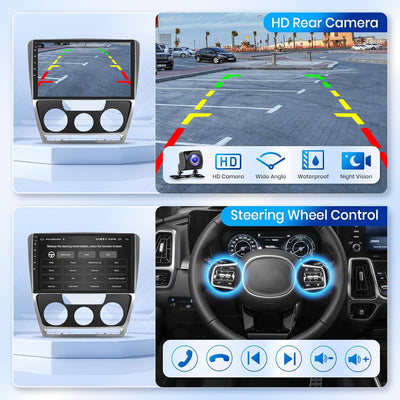 Podofo Carplay Autoradio für Skoda Octavia 2007-2013, 10.1" Touchscreen Autoradio 2G+64G mit Wireles