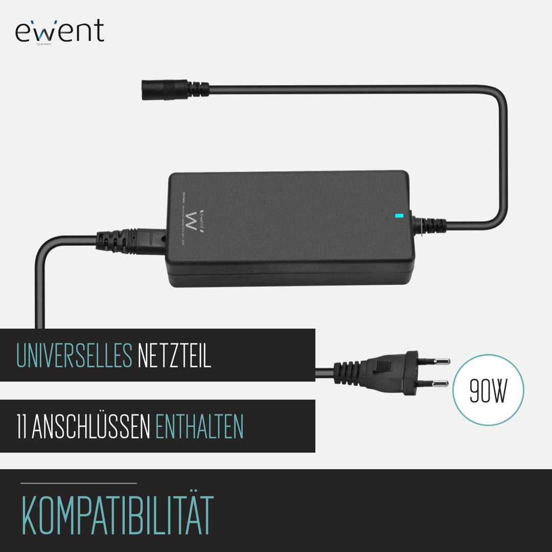 EWENT EW3966 Notebook charger Home 90W Multifunktionelles Ladegeraet mit automatischer Spannungsausw