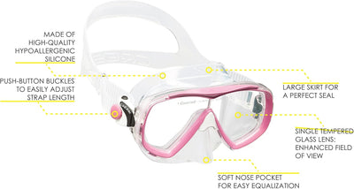 Cressi Estrella Jr - Maske zum Tauchen und Schnorcheln Transparent/Rosa Maske + Schnorchel, Transpar