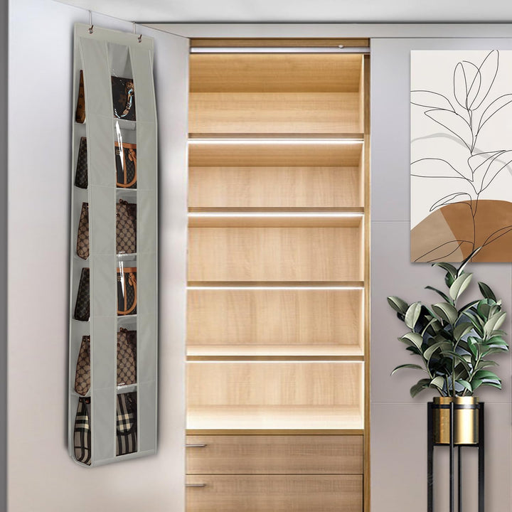 Lirex Tür Handtaschen Organizer, Platzsparende Aufbewahrung für Handtaschen und Kleidung, Inklusive