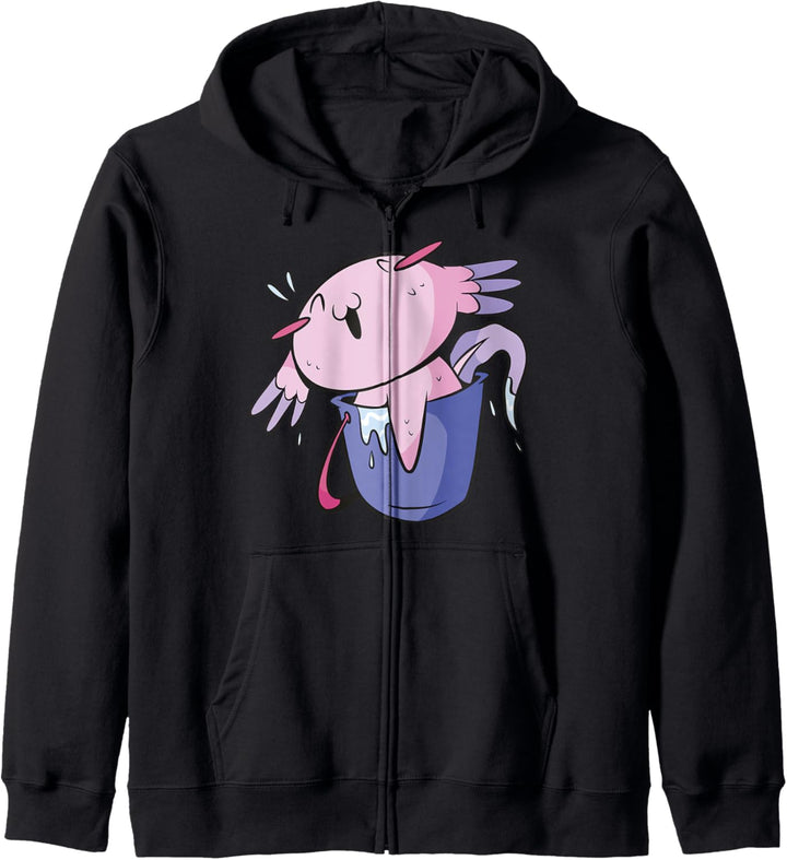 Cute Axolotl in Bucket l Fun Kawaii Animal Graphic Kapuzenjacke